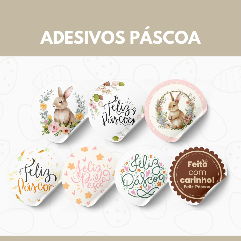 ADESIVO PÁSCOA 4x4cm - 20 UNIDADES