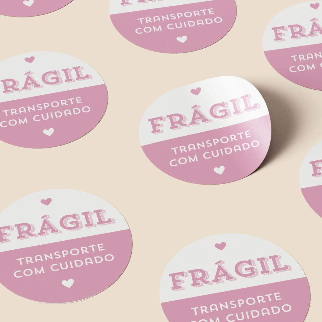 ADESIVO FRÁGIL PARA EMBALAGEM 4x4cm - CIRCULAR