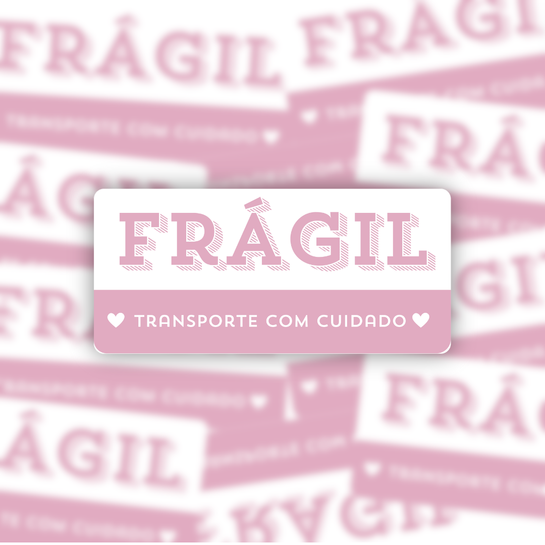 ADESIVO FRÁGIL PARA EMBALAGEM 8x4cm - RETANGULAR