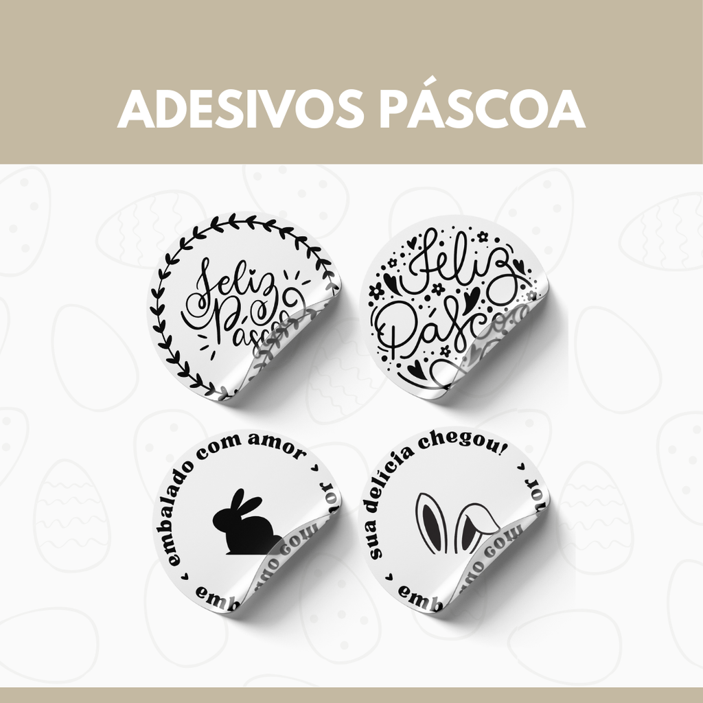 ADESIVO PÁSCOA VINIL TRANSPARENTE -  4x4cm