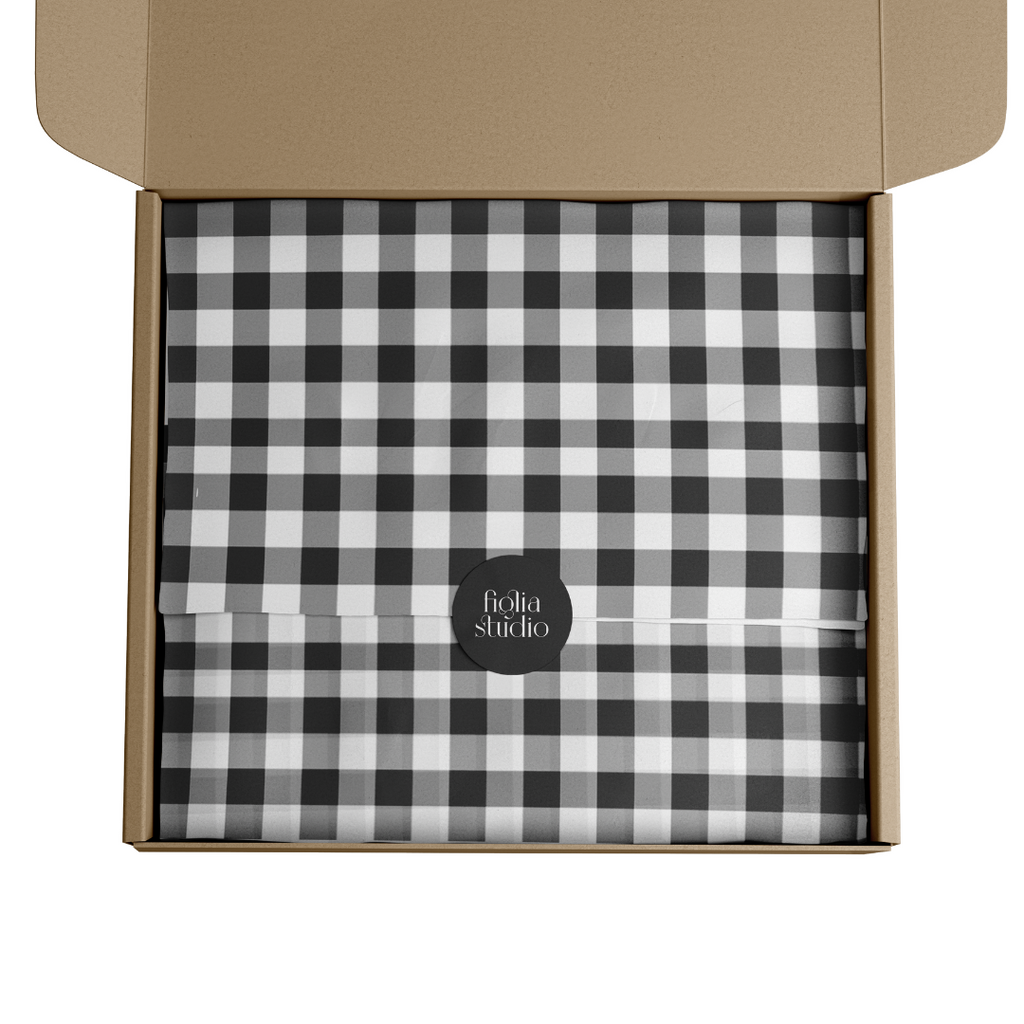 PAPEL PARA EMBRULHO - XADREZ PRETO