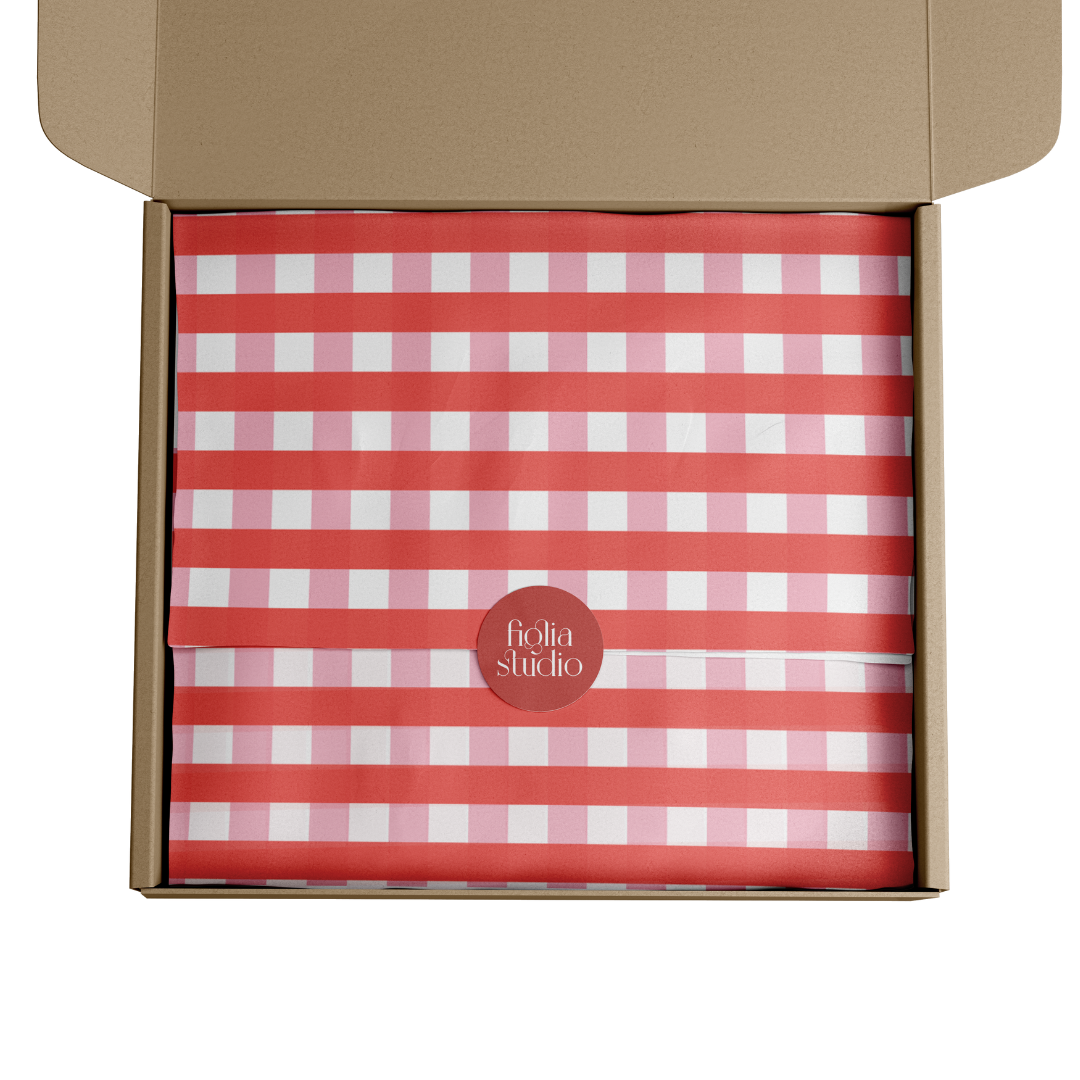 PAPEL PARA EMBRULHO - XADREZ VERMELHO