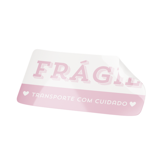 ADESIVO PARA EMBALAGEM 8x4cm ETIQUETA RETANGULAR "CUIDADO FRÁGIL"