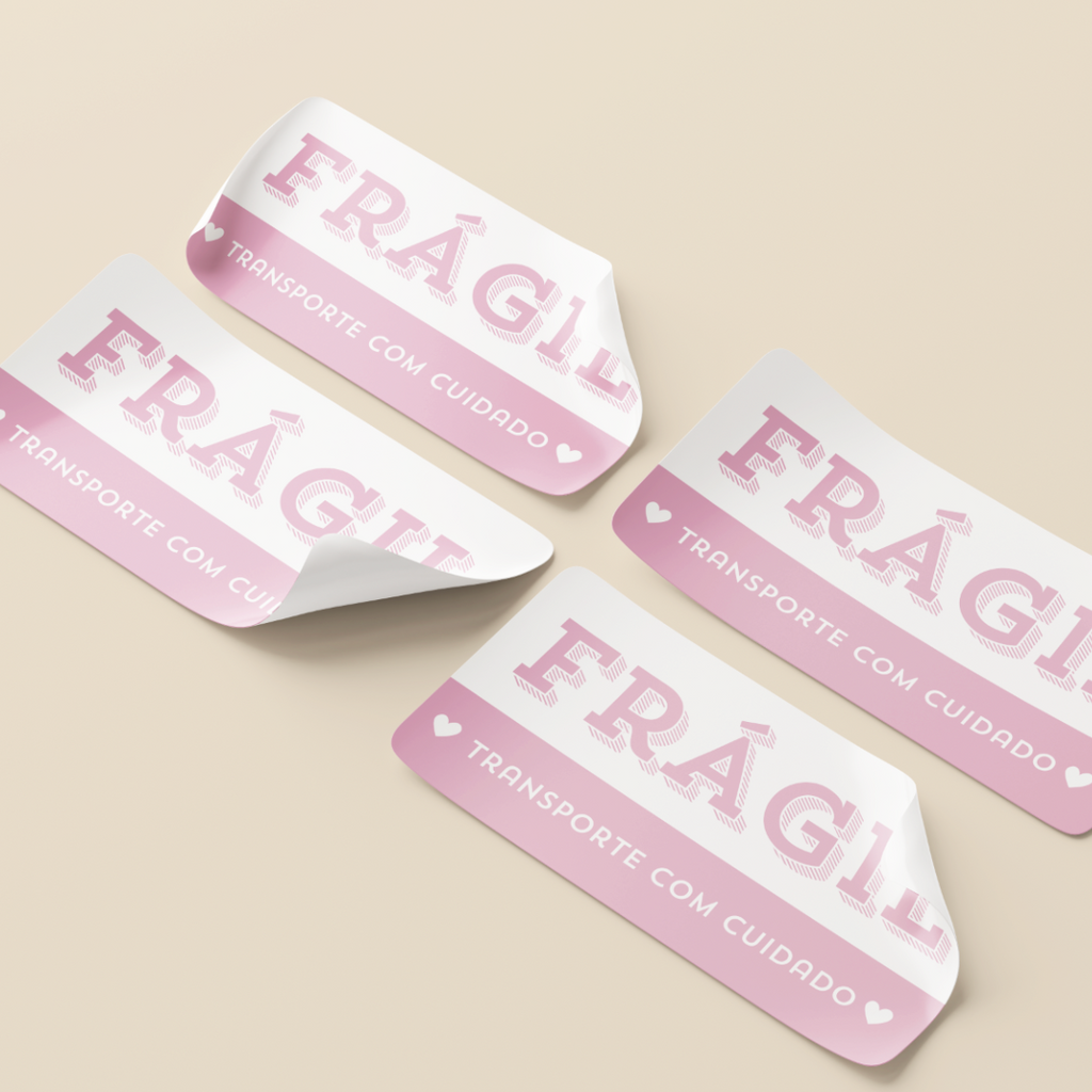 ADESIVO FRÁGIL PARA EMBALAGEM 8x4cm - RETANGULAR