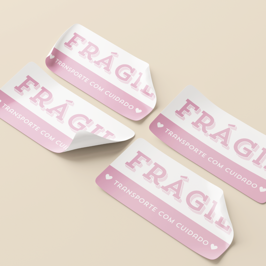 ADESIVO FRÁGIL PARA EMBALAGEM 8x4cm - RETANGULAR