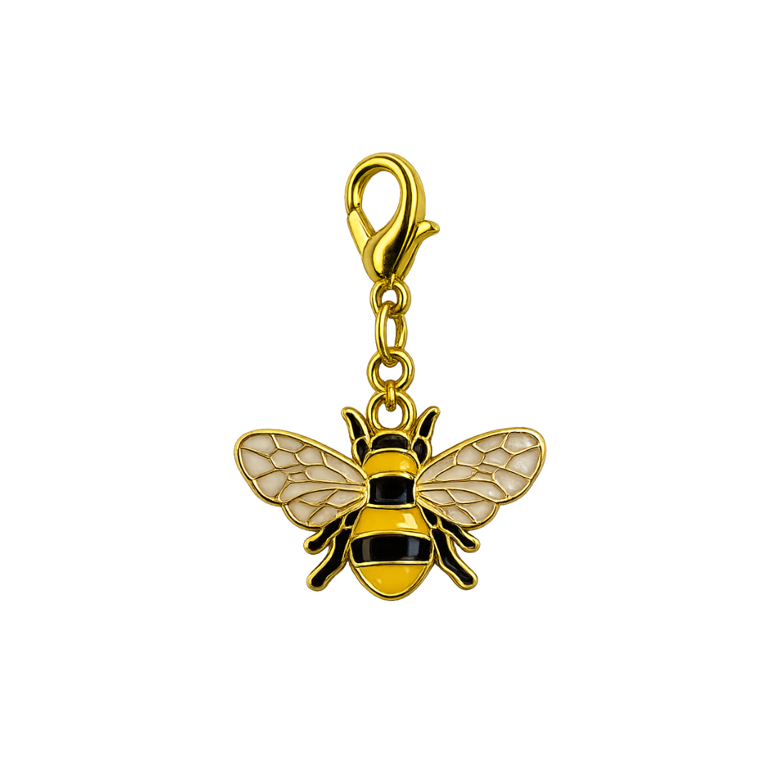 CHARM ABELHA ASA BRANCA DOURADA