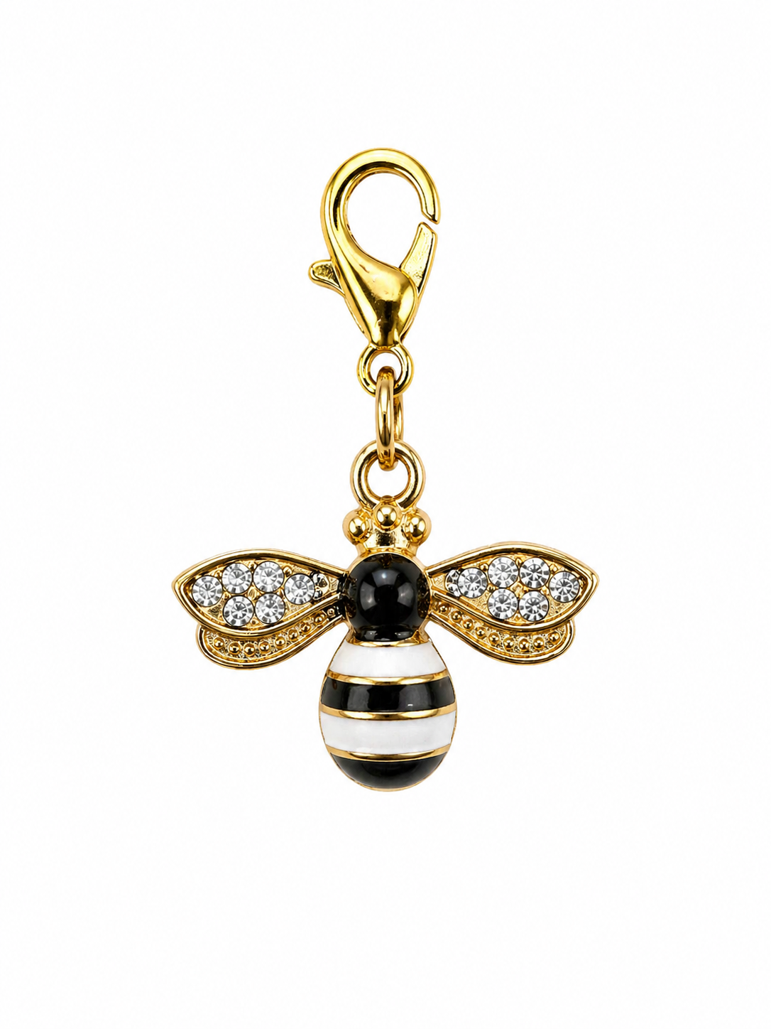 CHARM ABELHA BRANCA COM BRILHO