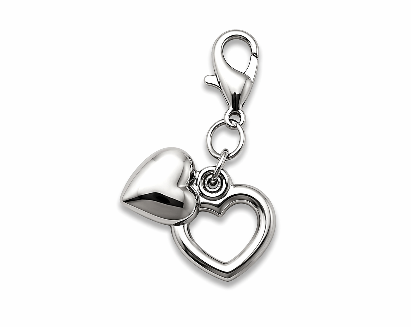 CHARM CORAÇÃO DUPLO PRATA