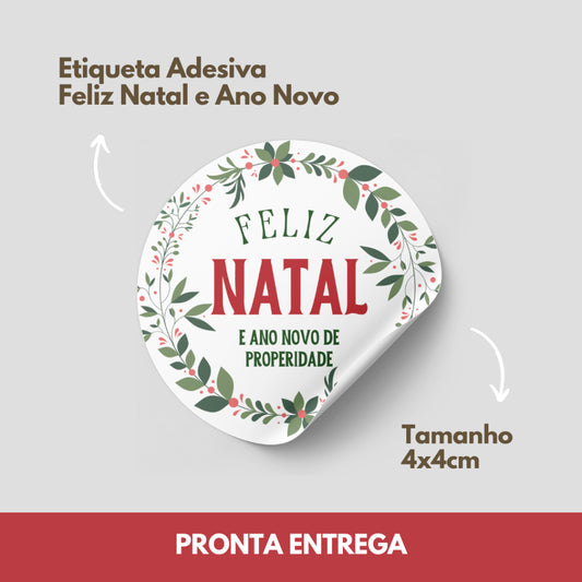 ADESIVO NATAL E BOAS FESTAS - 20 UNIDADES - Feliz Natal e Ano Novo