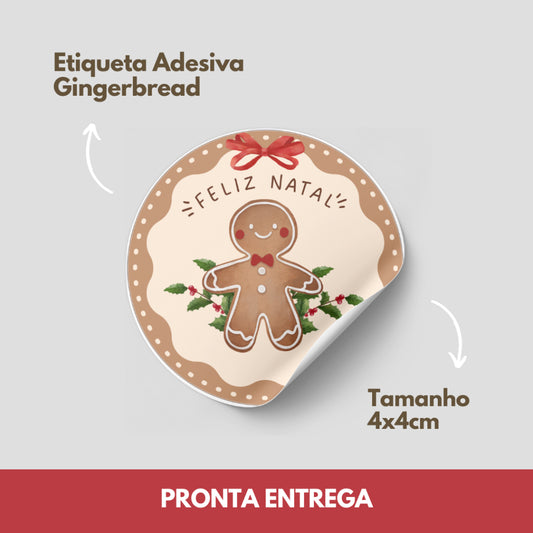 ADESIVO NATAL E BOAS FESTAS - 20 UNIDADES - Gingerbread