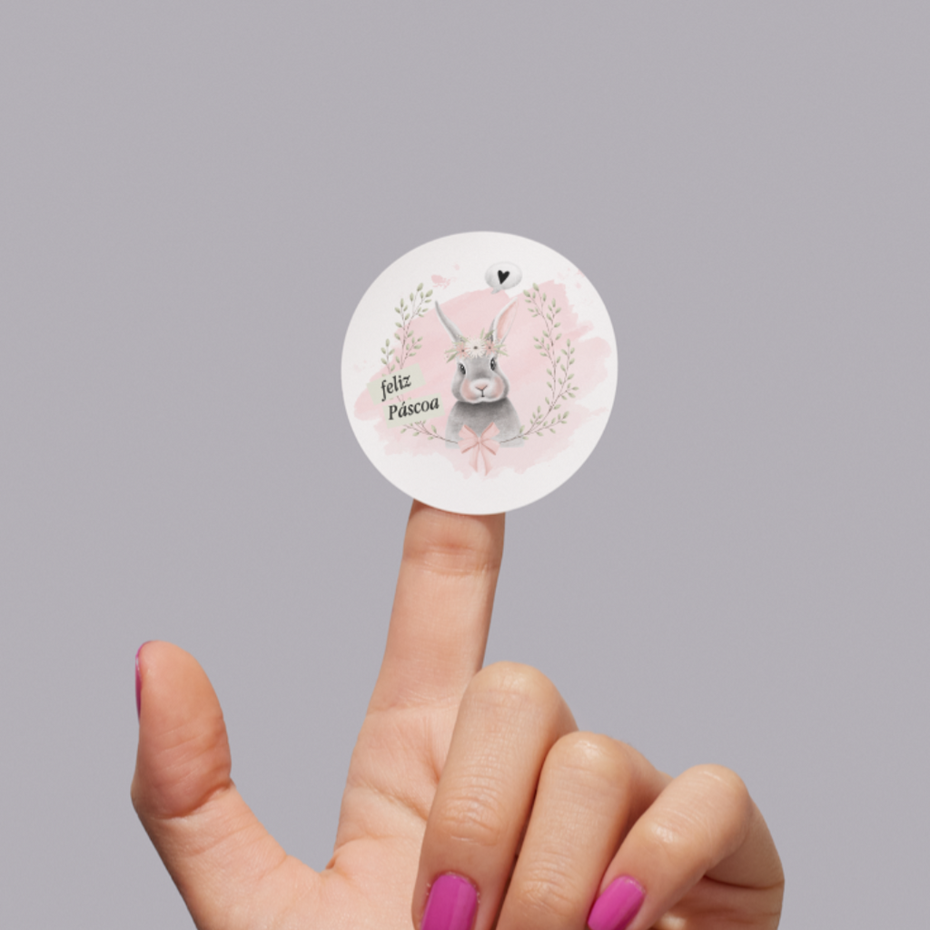 ADESIVOS FELIZ PÁSCOA CIRCULAR 4x4cm