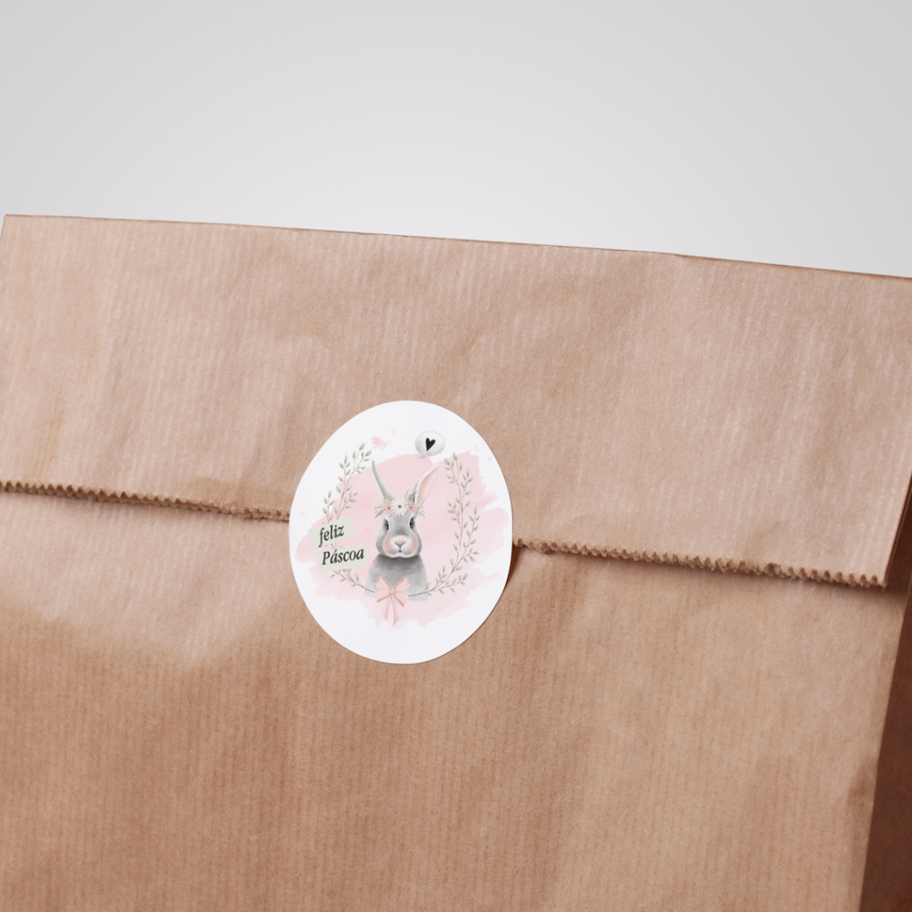 ADESIVOS FELIZ PÁSCOA CIRCULAR 4x4cm
